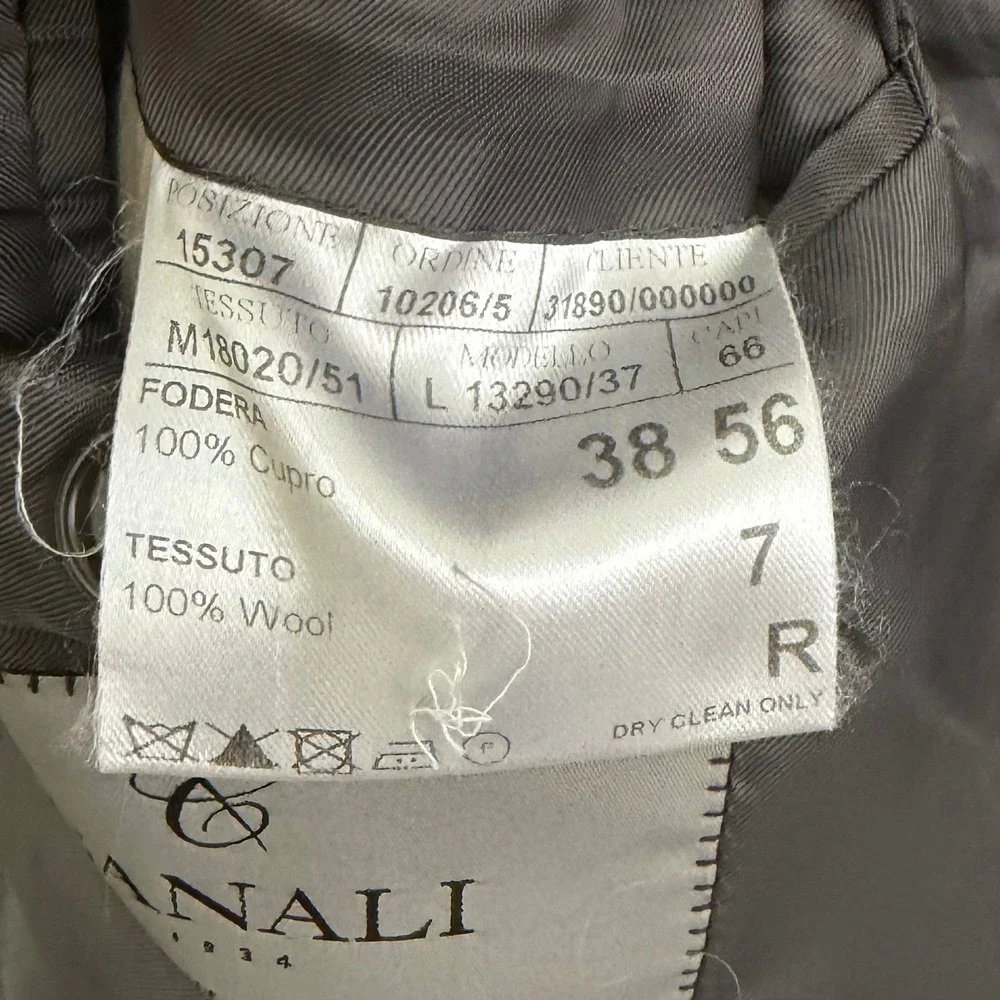Canali Siena 2 Piece Suit Mens 46R Charcoal Grey Wool 2-Button Modern Made Italy